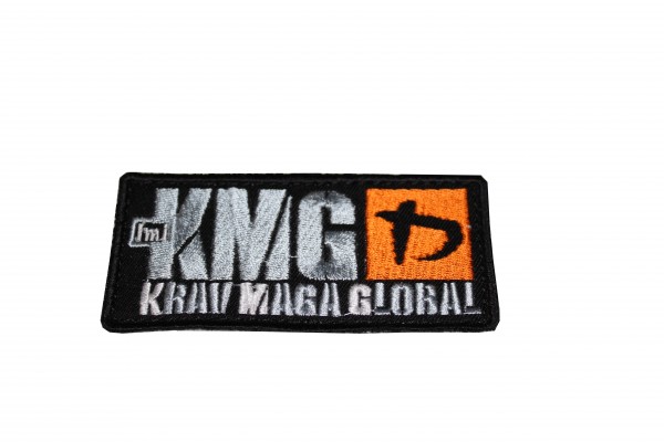 Krav Maga Global Patch Stoff gestickt Logo Silber / Orange