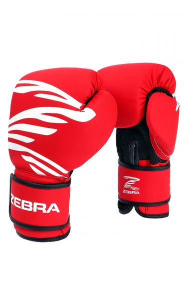 BOXHANDSCHUHE, ZEBRA, PU IN ROT