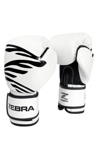 BOXHANDSCHUHE, ZEBRA, PU IN WEIß